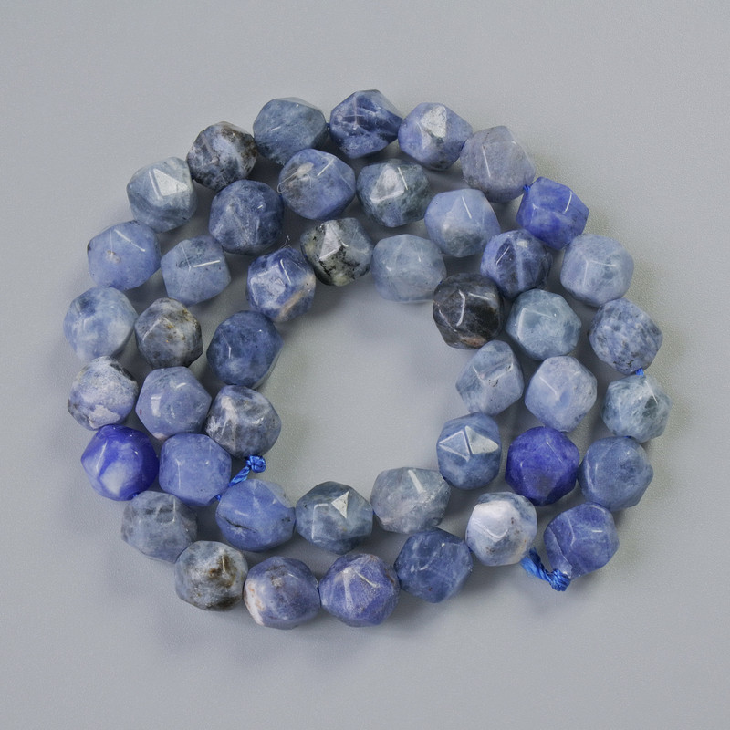 Sodalite Beads, Natural Gemstone, Faceted, 7×8 mm Diameter, About 37 cm Long on Thread