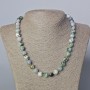 Moss Agate Necklace with natural stone, smooth beads, diameter 10.5 mm, length 45-50 cm