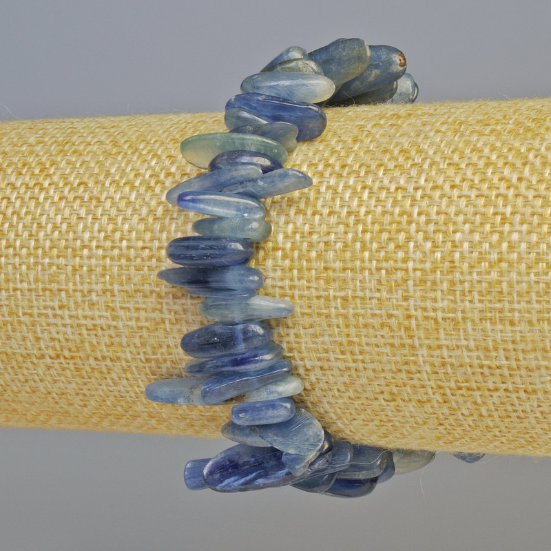 Kunzite Bracelet, natural stone chip 'Needle', diameter 18x3mm ± (stretch), length 18cm+