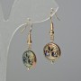 Hematite Earrings 'Tree' in Chameleon Color, diameter 12.5×4.5 mm, golden ear hook