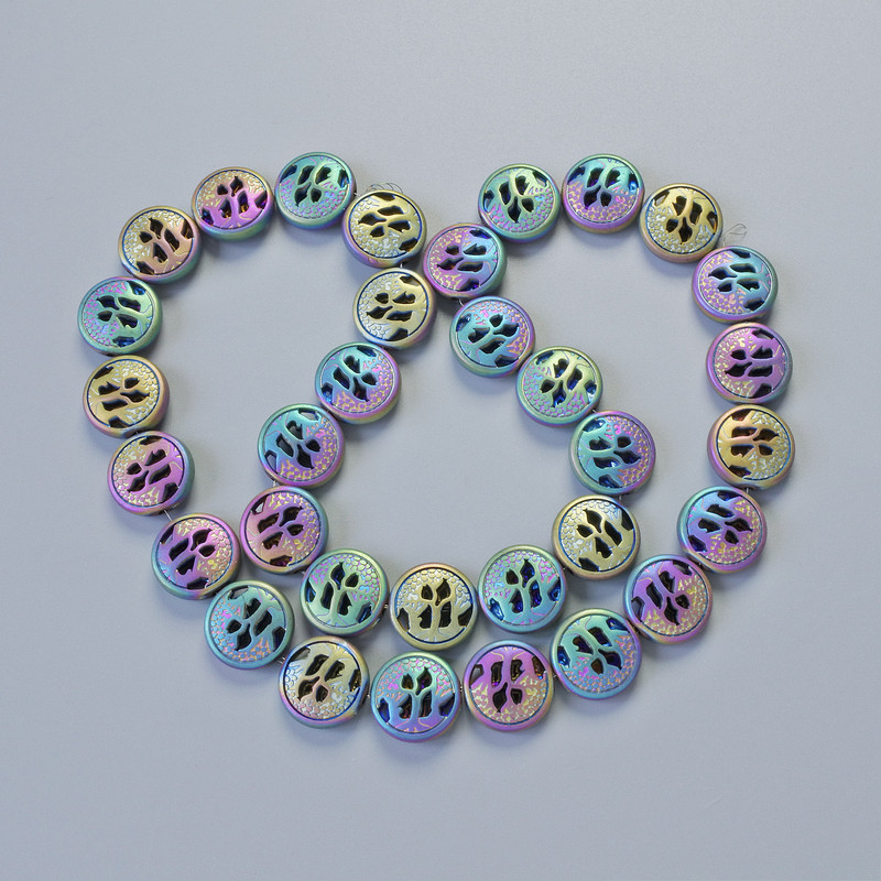 Hematite Beads Matte Chameleon Color, Diameter 12x4.5 mm, Length 41 cm on Thread