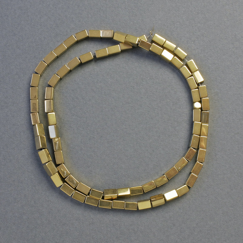 Hematite Beads Rectangular, Gold Color, Diameter 5×3 mm, Length 42 cm ±; Strand