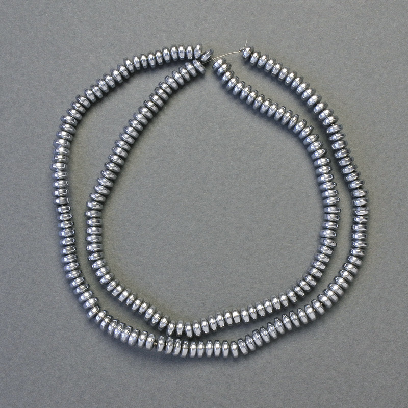 Hematite Rondelle Beads, Silver Color, 4×2 mm, 42 cm Strand