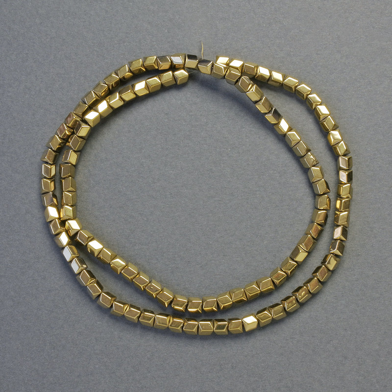Hematite Beads, Zigzag Hexagons, Gold Color, Diameter 3.5×3.5 mm, Length 41 cm, Strand