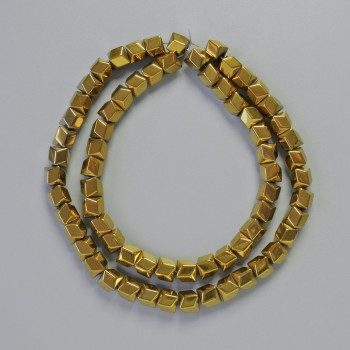 Hematite Beads, Hexagonal Zigzag, Gold Color, Diameter 6x6 mm, Length 42 cm ±, Strand