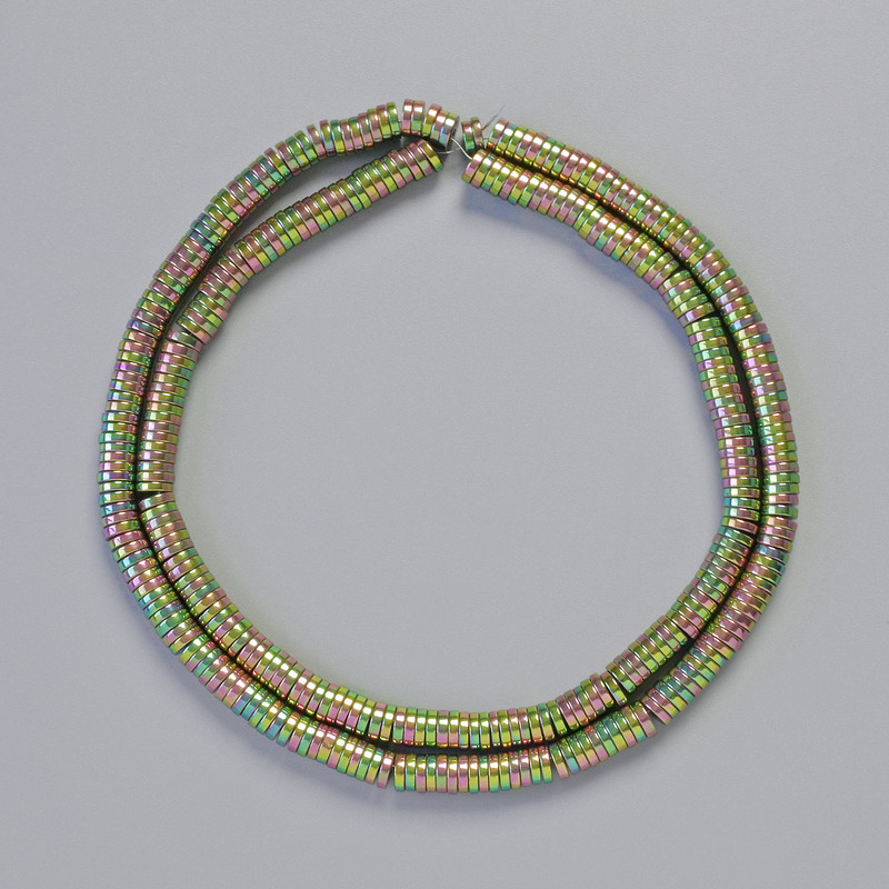 Hematite Rondelle Beads, Multicolor Gold, 4x1 mm, 40 cm Strand