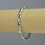 Hematite Bracelet, Oval Beads, Blue Chameleon Color, 7x7 mm Diameter, 18 cm Length, Stretch