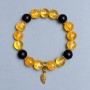 Bracelet Citrine Smooth Bead, 10 mm diameter +- Shungite Smooth Bead, 10 mm diameter, 18 cm stretch