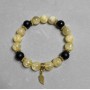 Bracelet Citrine Smooth Bead, 10 mm diameter +- Shungite Smooth Bead, 10 mm diameter, 18 cm stretch