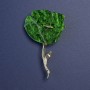 Green Pearlescent Poppy Brooch with Glitter on Gold-Tone Metal 76x46 mm