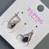 Xuping Earrings with Black Stones 16x8mm Rhodium-Plated