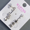 Xuping Earrings with Black Stones 6x30mm Rhodium