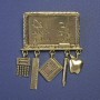 Brooch 'Mathematical Board' with Pendants, 60x45 mm, gold-tone metal
