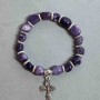 Lepidolite Bracelet, natural stone, faceted beads, 9x11 mm, length 18 cm, stretch