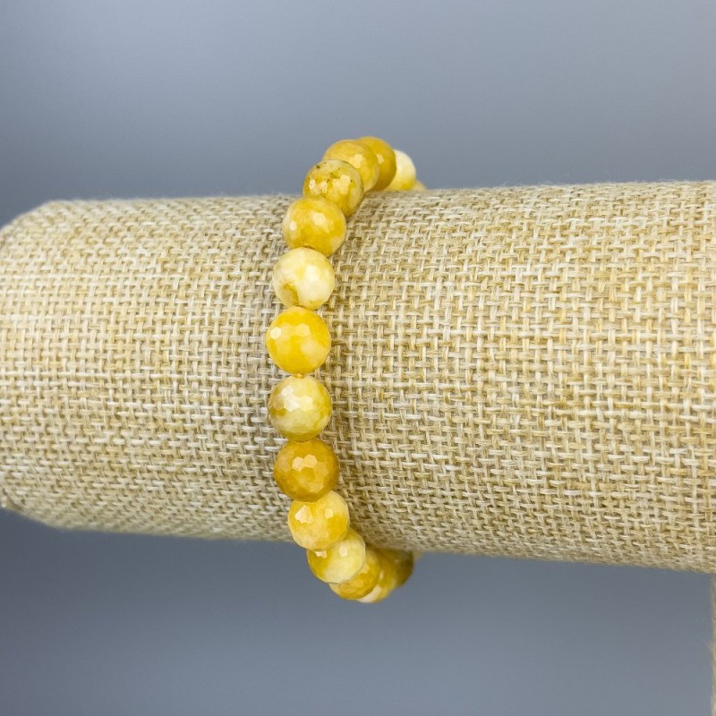 Jadeite Bead-cut 8mm Stretch Bracelet, 18 cm