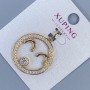 Pendant Xuping with White Crystals, Diameter 25mm, Length 32mm, 18K Gold Plating