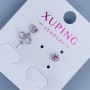 Xuping stud earrings with pink gemstone 3mm +/- rhodium-plated