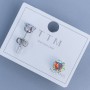 Xuping Stud Earrings with Rainbow Stone 6mm ± Rhodium-Plated