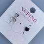 Сережки пусети кульчики Xuping Серце з чорним каменем 5мм+- родій