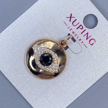 Кулок Xuping з білими стразами та чорним кристалом, діаметр 19, товщина 5мм+-, довжина 29мм+- позолота