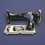 Sewing Machine Brooch, Enamel, Golden Metal Color, 30x42 mm+