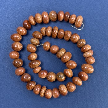 Aventurine Beads 'Golden Sand' Faceted 12×8mm ± on a thread, Length 40cm+
