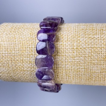 Amethyst link bracelet, diameter 14x10mm+-, length 18cm+- stretch