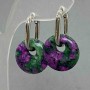 Zoisite Earrings, diameter about 18 mm, length about 31 mm, silvery metal