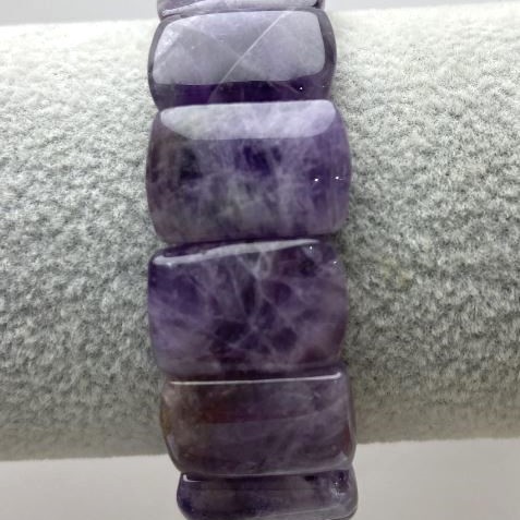 Amethyst Link Bracelet, diameter 17x12 mm, length 18 cm, stretch