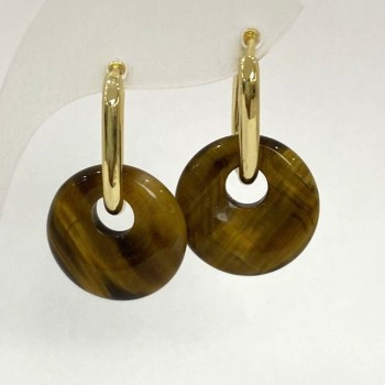 Сережки Тигрове око бублик, діаметр 18мм+-, довжина 30мм+