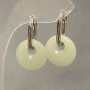 Onyx Donut Earrings, 18 mm diameter ±, 30 mm length ±, silver metal