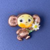 Брошка Чебурашка коричнева жовта біла емаль золотистий метал 28х31мм+