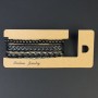 Triple Eco-Leather Bracelet with Adjustable Closure, Length 18-24 cm, Beads 6 mm, Stretch Length 18