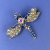 Sale! Dragonfly Brooch with Crystals, Bronze-Gold Metal Finish, Diameter 57×47 mm +