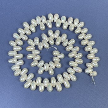 Freshwater Oval Pearls 'Butterfly' 9x6mm on fishing line, length 41 cm+