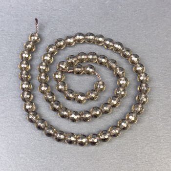 Smoky Quartz Beads, Faceted Ball 6 mm ± on Thread, Length 36 cm+