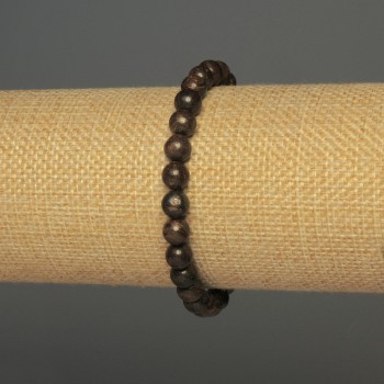 Bronzite Bracelet with Smooth Beads, 6 mm Diameter, 18 cm Length, Elastic