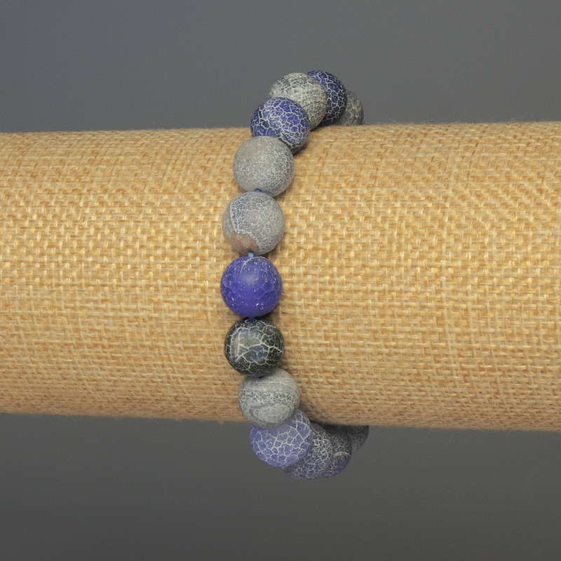Bracelet Frosty Agate - Smooth Bead, 10mm Diameter, 18cm Length, Stretch