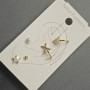 Stud Earrings and Ear Cuffs for the Earlobe in Gold-Tone Metal with White Crystals