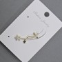 Stud Earring with Ear Cuff, Silver-Tone Metal, 11x28 mm ± White Crystals