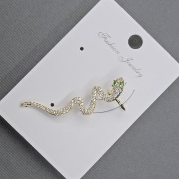 Cafe Earring for Pierced Ear, Golden-Toned Metal, 41 mm Length ± White and Green Crystals