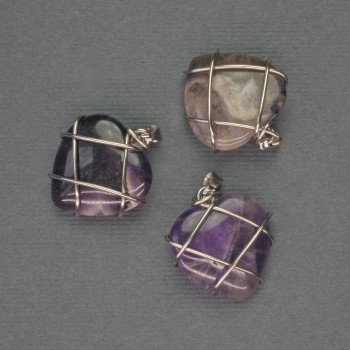 Amethyst Heart Pendant in a Silver Braided Setting, diameter 21x21 mm, length 27 mm