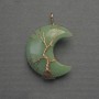 Moon Pendant with Nephrite in a Golden Weave, diameter 35 mm±, length 45 mm±