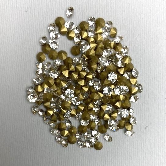 Rhinestones, white, 3.8 mm diameter (+/-), 10 g packaging (+/-)