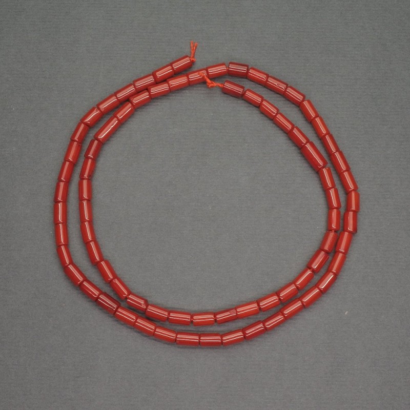 Natural Red Coral Beads, Cylindrical Tube, Diameter 3.5×5.5 mm, Length 40 cm +/-