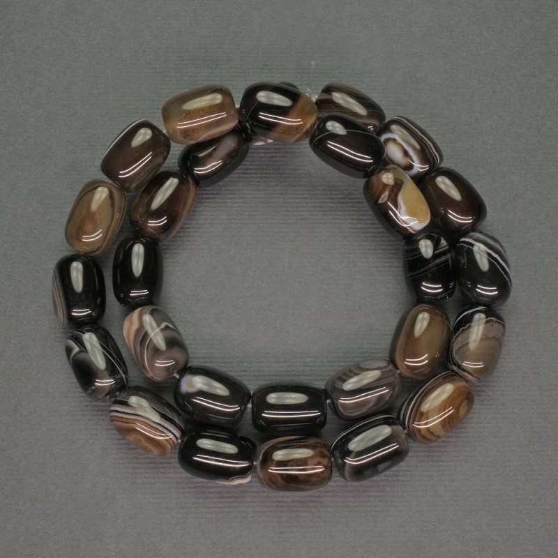 Agate barrel beads, natural stone, 10x13 mm, length 39 cm