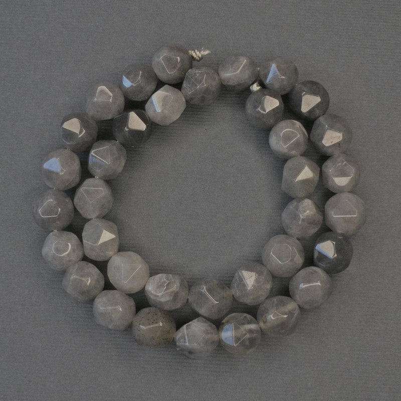 Smoky Quartz Beads, Faceted, Diameter 10x9 mm, On Thread, Length 37 cm+