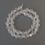 Rock crystal beads, faceted, 9×8 mm diameter, 38 cm long on thread