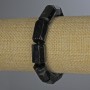Schorl Tourmaline Bracelet, Faceted Cylinder Beads, 15×11 mm, about 18 cm (stretch)