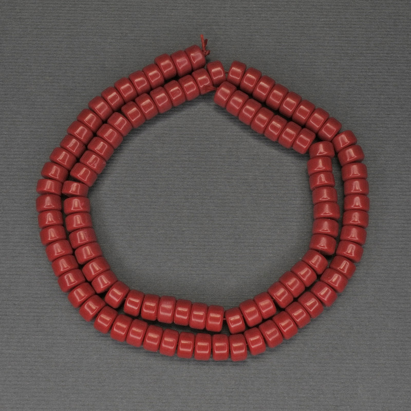 Artificial Coral Rondelle Beads, 6×4 mm, 40 cm long, on thread